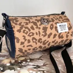 コーデュロイ レオパード　ショルダーバッグ　デニムリメイクバッグ