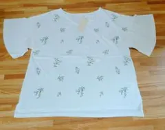 新品未使用studioCLIP花柄刺繍プルオーバー 半袖Tシャツ ホワイトＬのサムネイル