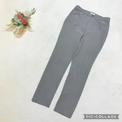 美品 ビースリー 【34】 シルク混 ストレッチ スラックス ストレート グレー