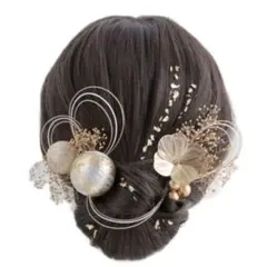 即日発送！成人式 結婚式 卒業式 髪飾り 金箔 ヘアパーツ 和装 前撮り 水引