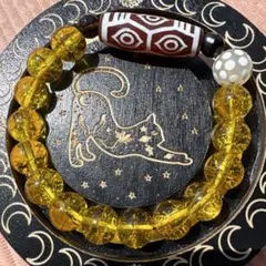 龍眼天珠 満天天珠 ブラジル産シトリン ライトニング水晶(雷水晶) ブレスレットのサムネイル