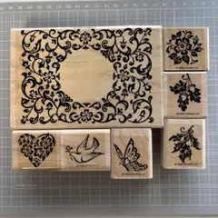 Stampin'up victrianframe ウッドマウントスタンプ7点