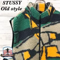 《希少》ステューシー STUSSY☆ベスト L 刺繍ロゴ マルチカラー N174