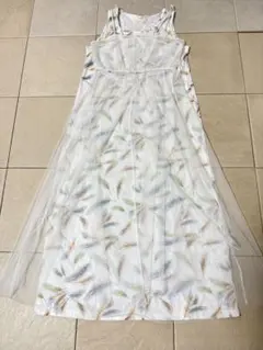 レースのキャミワンピ　羽根模様ワンピース 2点セット