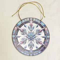 雪の結晶 サンキャッチャー ステンドグラス 風 オーナメント 壁飾り クリスマス