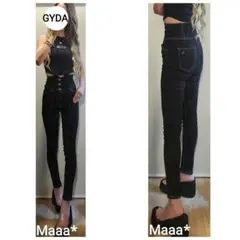 GYDA ハイウエスト V CUT COLORWAYスキニーデニムパンツ