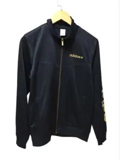 adidas アディダス　ジップアップジャケット 黒金　ジャージ