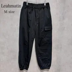 Leahmatin カーゴパンツ M ブラック ウエストゴム ジョガーパンツ 黒