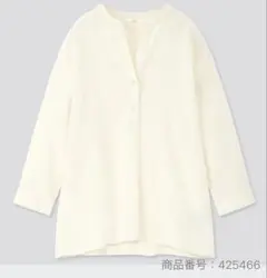 ユニクロ リネンブレンドスキッパーシャツ Mサイズ オフホワイト