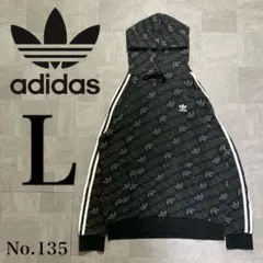 大人気！ adidas 刺繡ロゴ 総柄 トレフォイル マルチカラー パーカー