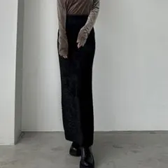 Louere ルエレ シャギーニットペンシルスカート ブラック 黒 ラメ