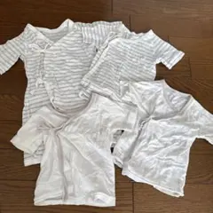 ベビー肌着 4枚セット 白とストライプ