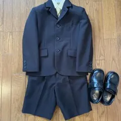 男児スーツセット120センチ　フォーマルシューズ20センチ　黒