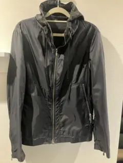 ナイロンジャケット ブラック フード付き