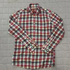 リネンブレンド チェック柄 メンズ長袖シャツ