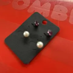 ハンドメイド＊パールと紫色ストーンのピアスセット