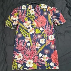 【H＆M】フローラルデザイン 半袖シャツ ネイビー 花柄