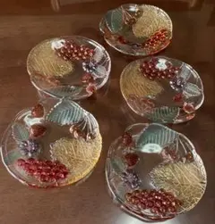 レトロガラス皿　5枚セット　 果物　フルーツ