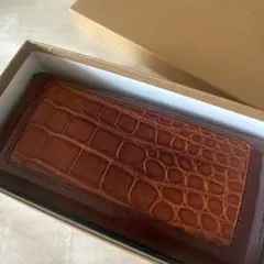 オーストリッチ 本革 長財布 オレンジ1 L字チャック JRA認定証 タグ 