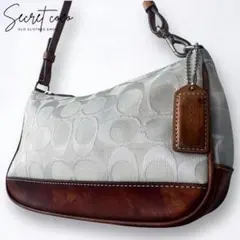 希少カラー コーチ シグネチャー ワンショルダー バッグ アクセサリーポーチ 白