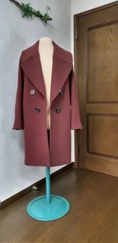 新品タグ付ルシェルブルー　バーガンディ ダブルブレストコート36定価48000位
