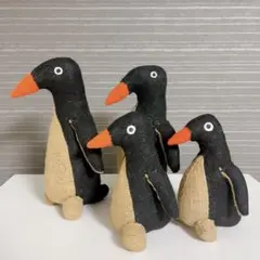 ジュートアニマル　ペンギン4羽セット　オブジェ　置物　フィギュア フェアトレード