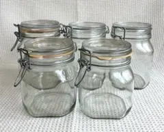 【訳あり】FIDENZA ガラス瓶保存容器　2種類5個セット　イタリア製