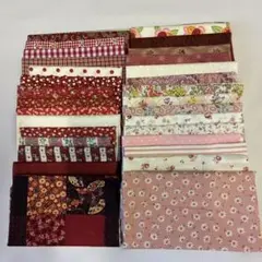 ハンドメイド　パッチワーク　ハギレ 赤、ピンク系　30枚