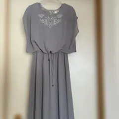 r.p.s 刺繍入り ロングワンピース グレー