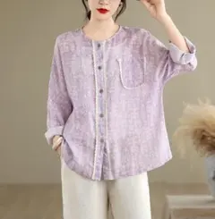 大きいサイズ 長袖 ブラウス アウター 薄手 夏物新作 ゆったり 切り替