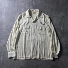 50s style ギャバシャツ　レーヨン　開襟　ボーリング　刺繍　オフホワイト 50s style ギャバシャツ レーヨン 開襟 ボーリング 刺繍 オフホワイト