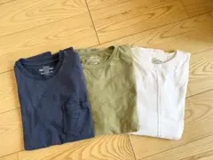 コットン　Tシャツ 3枚セット ネイビー オリーブ ホワイト　メンズ　Mサイズ