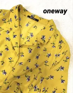 one way ロング丈 シャツワンピース 花柄 イエロー