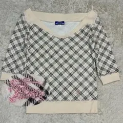 バーバリーブルーレーベル☆かわいいノバチェック柄ボートネック