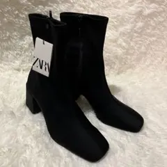 ZARA ブラック ブーティ 38・24.5センチ✨ タグ付　7センチヒール新品