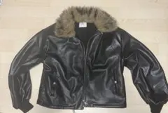 ファー付きブラックレザージャケット Mサイズ