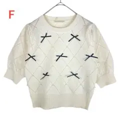 美品 アイボリーNICE CLAUP ニット 半袖　Fサイズ