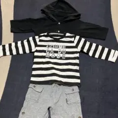 コムサデモード 白黒ストライプcomme CA 入園　お出掛け3点　上下セット