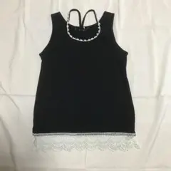 レディース　レースタンクトップ　ブラック　Lサイズ