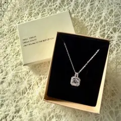 大粒 ジルコニア 一粒 モアサナイト ダイア ネックレス スクエア シルバー