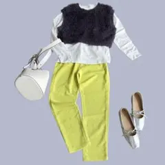 【新品 タグ付き】 BAYFLOW テーパードパンツ S イエロー 春色