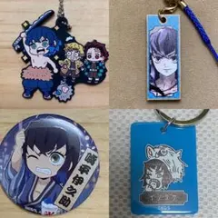 鬼滅の刃 嘴平伊之助 木札根付 ストラップ ラバーキーホルダー 缶バッジ