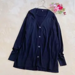 【ユニクロUNIQLO】UVカットVネックロングカーディガン スリットブラックM