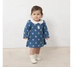 新品★miffy ミッフィー 長袖ロンパース ワンピース風 ブルー 80cm