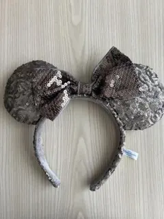 ディズニー　ミニーマウス　スパンコールカチューシャ　シルバーブラウン