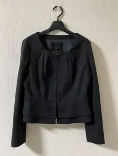 UNTITLED アンタイトル　ノーカラージャケット　アンゴラ混　グレー【2】