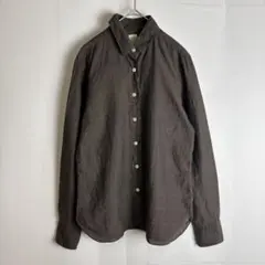 Finamoreフィナモレコットンリネンシャツ 40M～L相当こげ茶系イタリア製のサムネイル