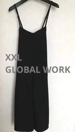 XXL 130〜140 GLOBAL WORK 黒　オールインワン　サロペット