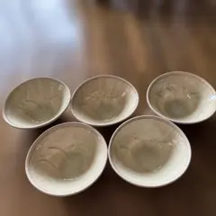 橘吉　灰釉草文　煮物鉢・小鉢　5枚セット