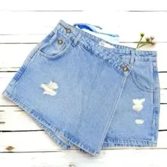 【希少Lサイズ 】ZARAカットオフ デニム スコート（ショートパンツ）